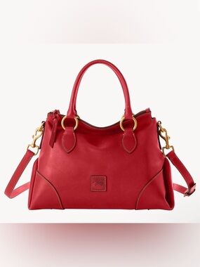 Dooney & Bourke Red Leather Satchel with Gold Hardware